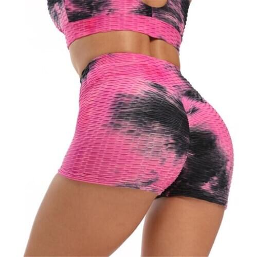 Sport Fitness Yoga Shorts Women Tie Duye Running Shorts Workout Slim Seamless Sportwear Jacquard GYM Yoga Leggins Active