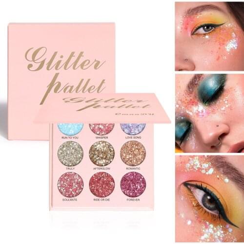 Cmaadu 9 Color Shiny Eyeshadow Makeup Matte And Metallic Glitter Maquillajes Para Mujer Glitter Eyeshadow Waterproof Make up Set