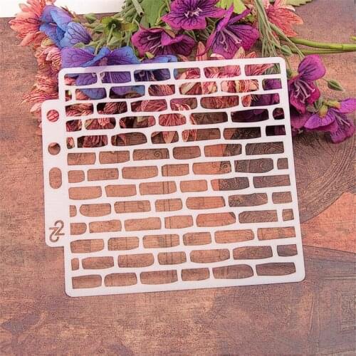 14.1*13 brick scrapbook stencils spray plastic mold shield DIY cake hollow Embellishment printing lace ruler Easter