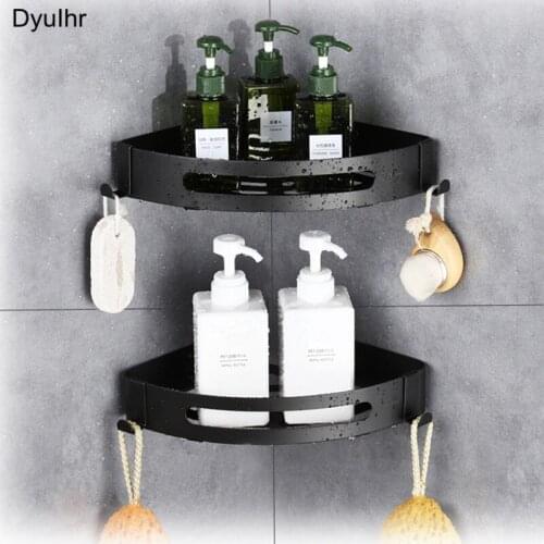 Bathroom Shelf Corner shelves For bathroom Black Wall Shelf Triangle Rectangle Bath Accessories Space aluminum shelf in bathroom