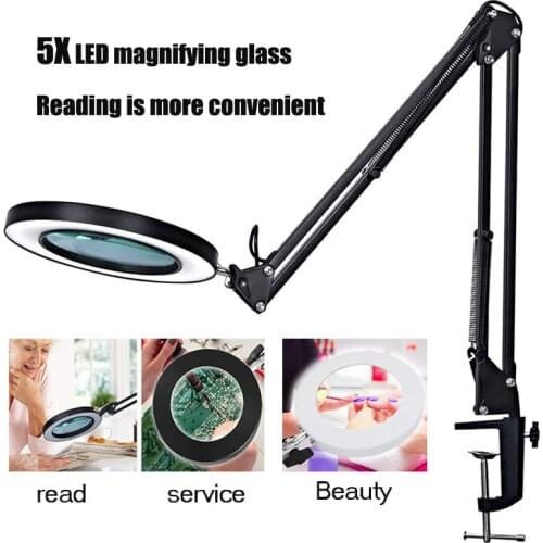 Usb Electrician Repair Beauty Tattoo Eyebrow Body Manicure Reading Desk Lamp Creative Magnifying Glass Led Folding Long Arm Clip