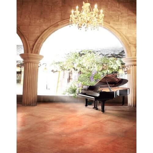 5x7ft Vintage Room Lights Piano Photography Backdrops Photo Props Studio Background