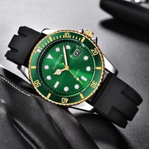 Green Sport Watches Men Luxury Brand Fashion Calendar Quartz Silicne Wristwatches Water Ghost Male Gift Clock Relogio Masculino