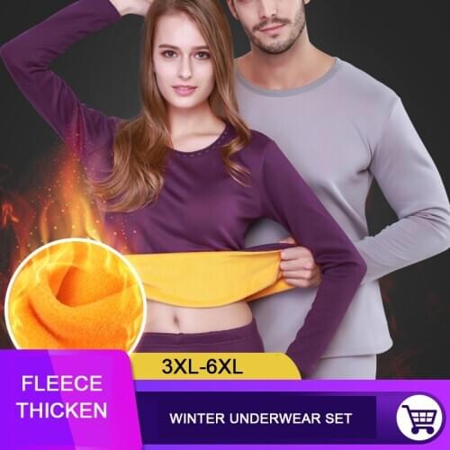 Winter Oversized Thermal Underwear Suit Men Women 6XL Gold Fleece Thicken Warm Lovers Underwear Set Elastic Long Johns KH450