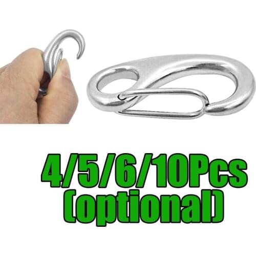 1 SET Heavy Duty Stainless Steel Spring Snap Hook Carabiner For Marine Boat