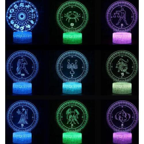 12 constellations Table Lamps For Living Room Remote touch USB 3d Desk Lamp Led Table Decoration Bedroom Lamp