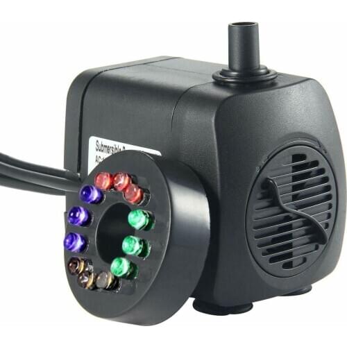 15W 800L/H Submersible Fountain Water Pump with 12 Color LED Light Fish Tank Aquarium Fountain Pond Pool Pumps Decoration