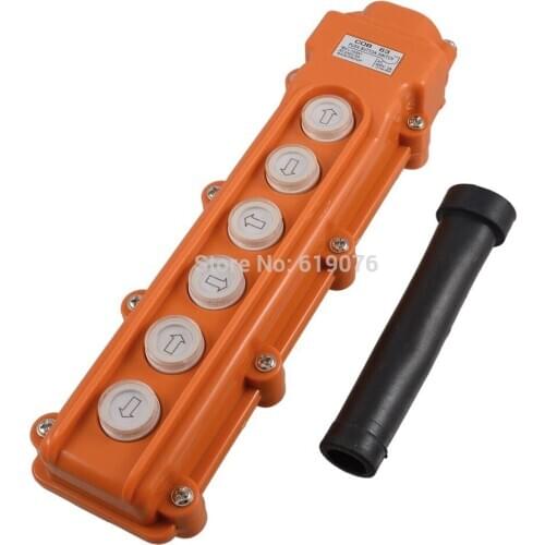 250V 5A 500V 2A 6 Ways Hoist Crane Push Button Switch Orange