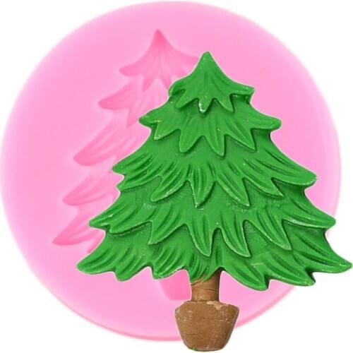 3D Christmas Trees Silicone Molds Cake Decorating Tools DIY Cupcake Baking Fondant Chocolate Mould Candy Polymer Clay Moulds
