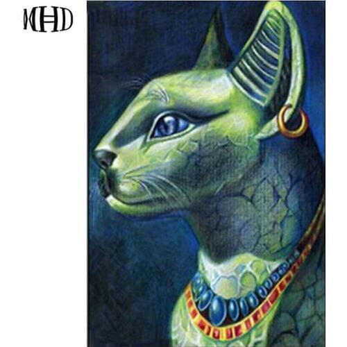 Diy diamond painting cat full & round diamond Masai cat diamond cross stitch diamond embroidery crystal decorative painting