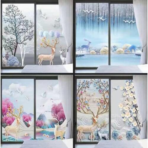 Freeshipping,Frosted Glass Sticker, Bright And Opaque, Balcony Glass Door, Window, Bathroom Door, Nordic Style Elk