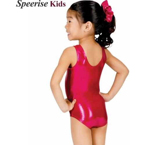 Children Sparkly Metallic Spandex Art Gymnastics Sportswear Competition Dancing For Girl Shiny Costum Stage Performance Leotards
