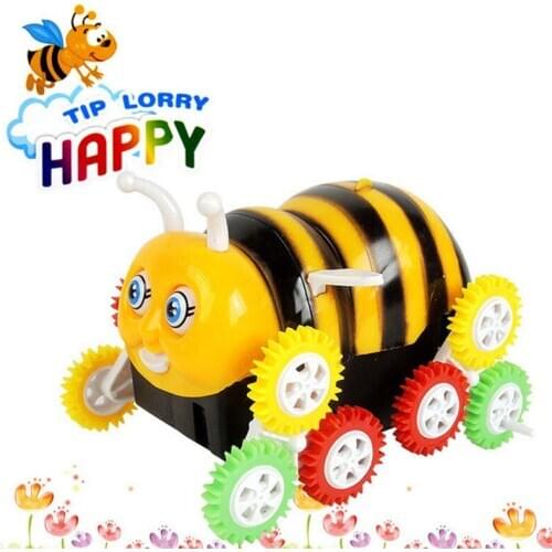 Children Electric Cartoon Toy Car Bee Dump Truck Automatic Flipping Kids Educational Outdoor Funny Dancing Car Boys Toy Gifts