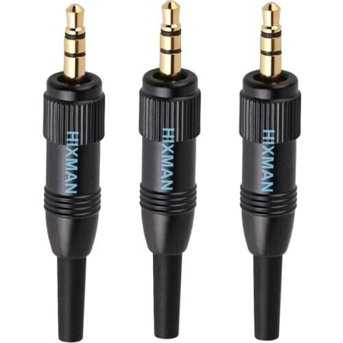 DIY 3pcs New 3.5mm 1/8‘’ Stereo Screw locking Audio Lock Connector for Sennheiser Sony Nady Audio2000S Mic Spare Plug Adapter