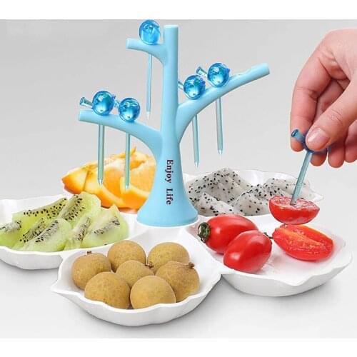 European Style Simple Fruit Plate with Toothpick Home Tableware Living Room Coffee Table Candy Plate Snack Plate Dessert Plate