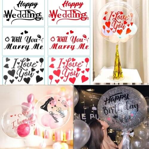 Happy Wedding Balloon Stickers I LOVE YOU Transparent Bobo PVC Bubble Balloon Sticker Suit Valentines Day Party DIY Decorations
