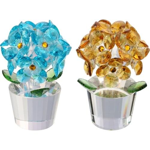 Crystal Hydrangea Flower Figurine Paperweight Dreams Souvenir Collectible for Lady Gift Craft Ornament Home Office Decor