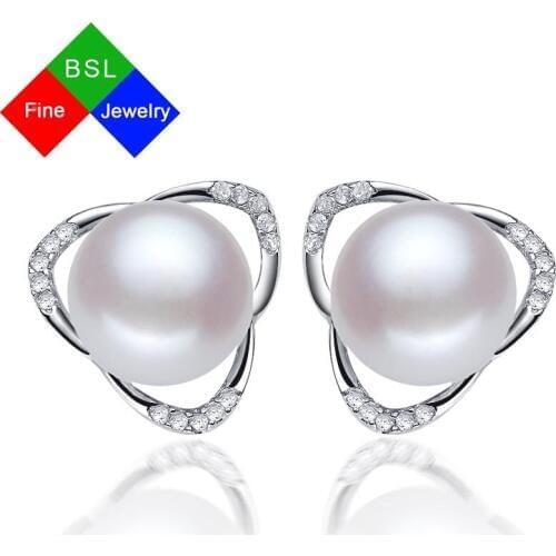 Red Trees Brand 7-8 mm Natural Freshwater Pearl Earrings Fine Jewelry 925 Sterling Silver White Pearl Stud Earrings Wholesale
