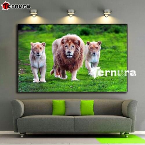 Animal 5D Diamond Painting Lion family Full Square Round Drill Diamond Mosaic Rhinestone Embroidery Cross Stitch Home Decor Gift