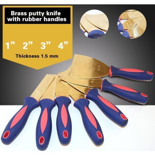 Brass Putty Knife with rubber handles,Explosion-proof tools,Thickness 1.5 mm