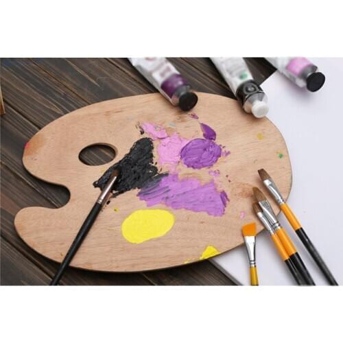 Tray Oil Painting Oval Art Supplies Acrylic Wooden Artist Watercolor With Thumb Hole Flat Smooth Palette