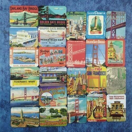 24 Pcs fridge magnets set San Francisco scenery home deco tourism souvenir magnet for refrigerator magnet magnetic sticker paste