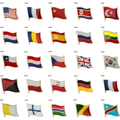 Metal Country Flag Pin Badge Set Rozet Chapas Metalicas Pins Icon Backpack Brooch for Women/Men