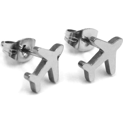 Fashion Plane Stud Earrings Stainless Steel Jewelry Punk Motor Biker Mens Earring Gift SJE370216