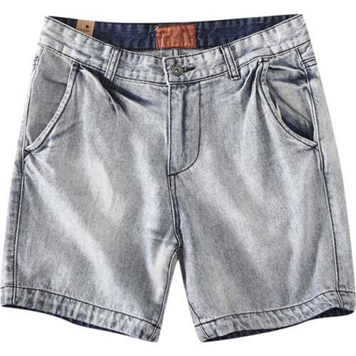 Japanese Harajuku Vintage Distressed Jean Shorts for Men Urban Boys Streetwear Denim Short Shorts Plus Size