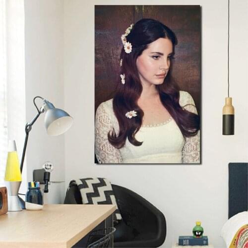 Music Singer Star Lanaor Del Rey Wall Art Canvas Poster and Print Canvas Painting Decorative Picture Living Room Home Decor HD
