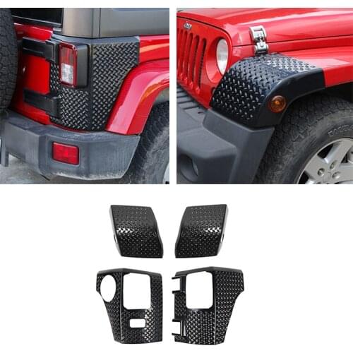 Car Front Wheel Eyebrow Wrap Angle Tailgate Corner Decoration Cover Sticker for Jeep JK Wrangler 2007-2017 Car Accessories