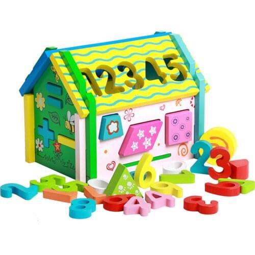 Montessori Edcational Wooden Blocks Toys 3D Puzzle Digital Home Kids Learning Toddlers Early Education Playhouse Gift for Kids