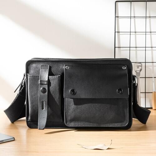New Mens Casual Leather Shoulder Bag Cross-body Bag Youth Korean Personality Messenger Bag Trend First Layer Leather Vintage