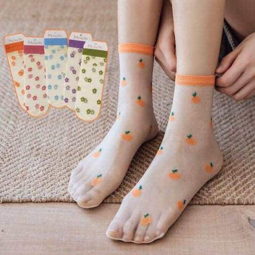 New Women Socks 2021 Spring Colors Flower Women Fashion Ankle Cute Socks Women Transparent Korea Style Womens Fashion Socks