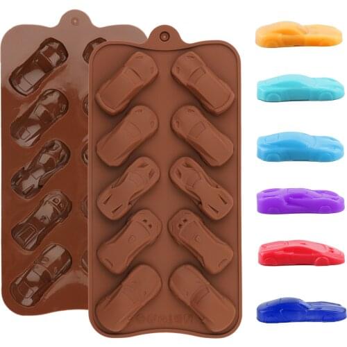 2021 New Chocolate Molds Silicone Cake Mold 10 Cavity Car Shape Wedding Candy Baking Molds Cupcake Cake Decorations Ice MoldDIY