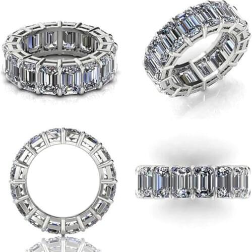 Fashion Charms Women Rings Cut White Crystal Birthstone Ring For Women Wedding Engagement Bands Vintage Jewelry