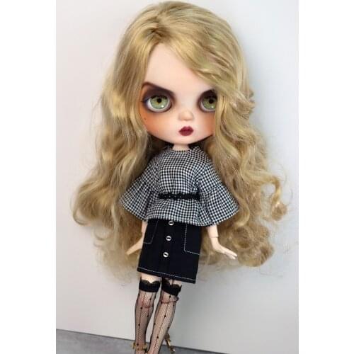 1pcs Blyth Doll Clothes Fashionable Plaid shirt, mini skirt for Blyth Azone OB23 OB24 1/6 doll accessories