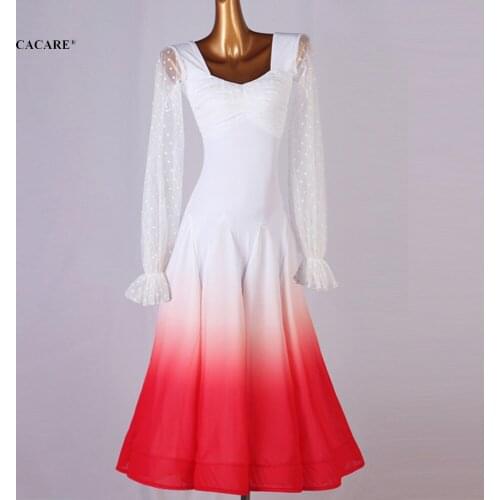 Ballroom Dress Sale Standard Dance Dresses Waltz Dress Elegant Customize D0824 Lace Sleeve Big Sheere Hem CACARE