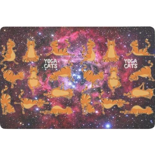Animal Anti-slip Door Mat Home Decor, Funny Yoga Cat in Galaxy Space Indoor Outdoor Entrance Doormat Rubber Backing