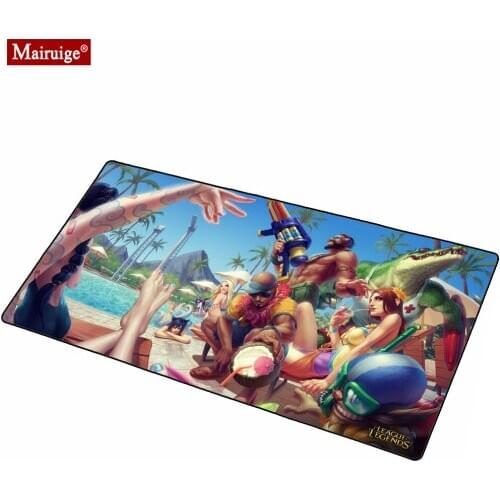 League of Legends Pool Party Anime Colorful LED Mousepad RGB Glow XL Large Gming Mouse Pad Persona Office Desk Mats Keyboard Pad