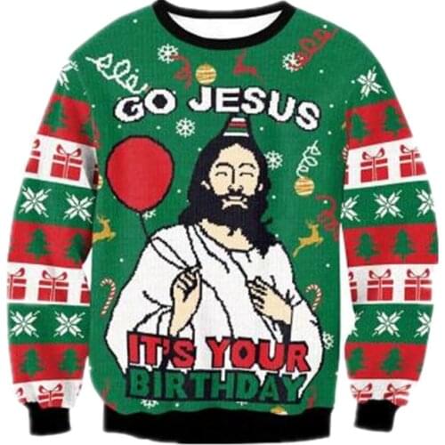 Unisex Men Women 2020 Ugly Christmas Sweater For Holidays Santa Elf Christmas Funny Fake Hair Sweater Autumn Winter Blouses