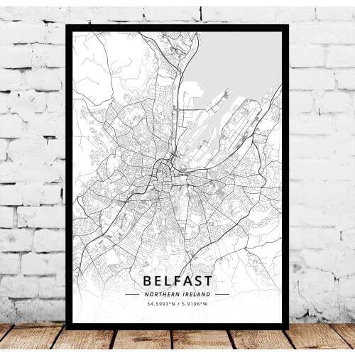 Belfast Northern Ireland Map Poster