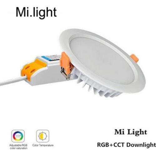 Mi Light RGB CCT dimmable 2.4G LED Downlight Round Panel Ceiling Lamp Aluminum 6W 12W 15W 110V 220V RGBW led recessed downlight