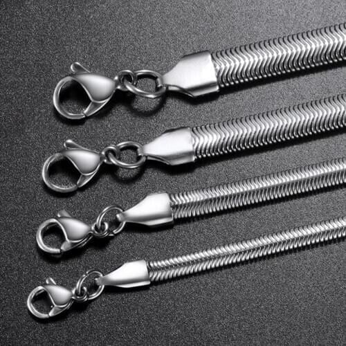 TJP Wholesale Silver Color Snake Chain 316L Stainless Steel Flat Snake Chain Necklace Chain Trendy Jewelry Hot Sale