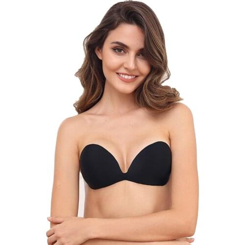 Push Up Thick Self Adhesive Bra Backless Strapless Front Closure Stick On Silicone Gel Cleavage Enhancer Invisible Bra