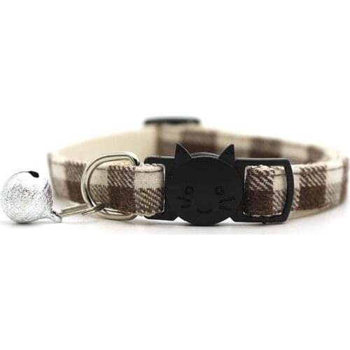 Comfortable Nylon and Plaid Cloth Dog Collar for Outdoor Walks with Bells Anti-lost Cat Necklace Does Not Hurt Neck Pet Supplies