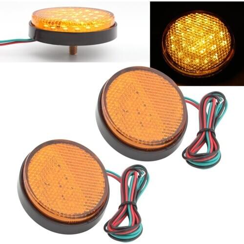 Universal 2Pcs Round Rear Bumper Reflector LED Rear Tail Brake Stop Light For Cars Pickups Trucks SUVs Trailers RVs