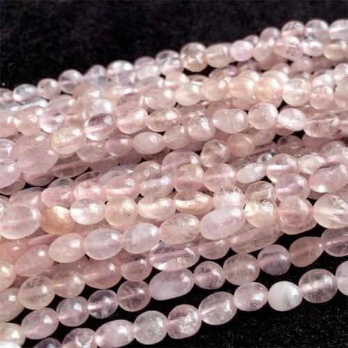 Veemake Pink Beryl Morganite Necklace Bracelets Earrings Womens Natural Crystal Irregular Nugget Beads For Jewelry Making 06335