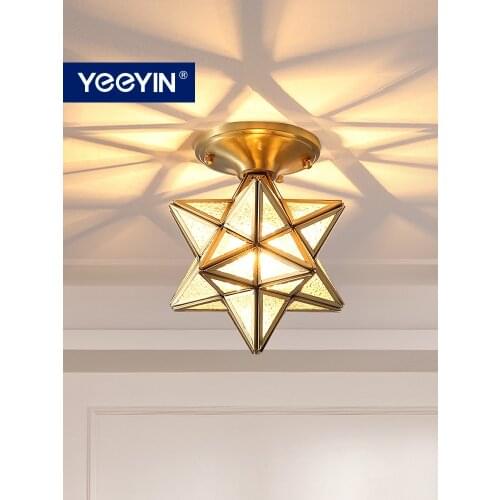 YEEYIN Ceiling Lights Full Copper Modern Delicate LED Ceiling lamp with Star design Hallway Corridor Ceiling lights 220V