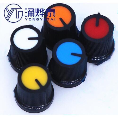 YYT 10PCS AG3 Switch Cap WH148 Plastic Knob Plum Blossom Handle 15X17mm Handle 6MM Potentiometer Amplifier